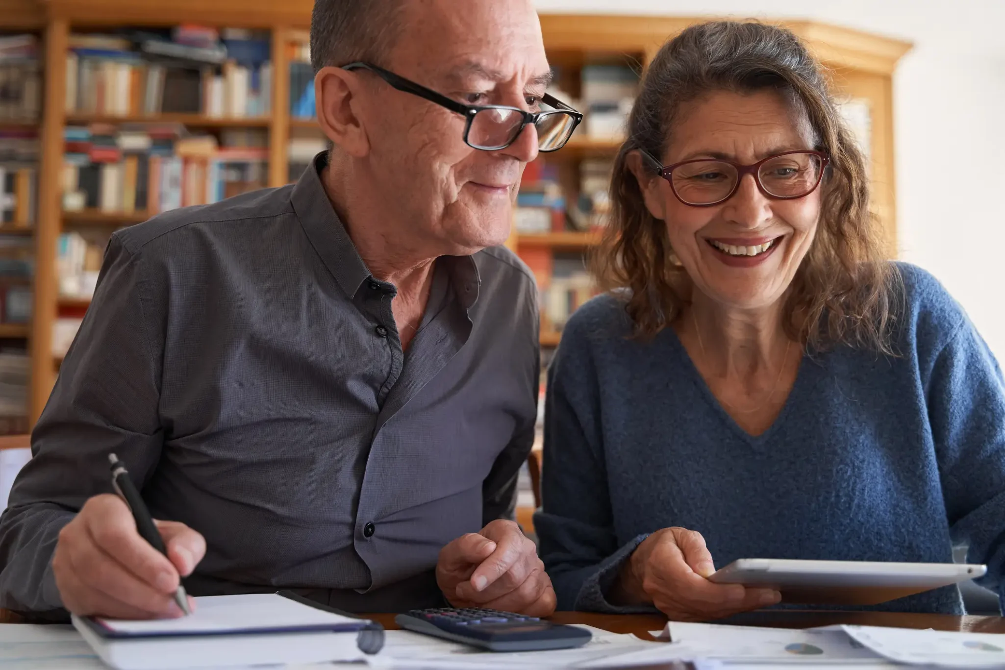 Senior couple reviewing their finances